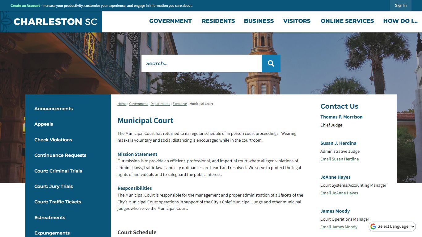 Municipal Court | Charleston, SC - Official Website