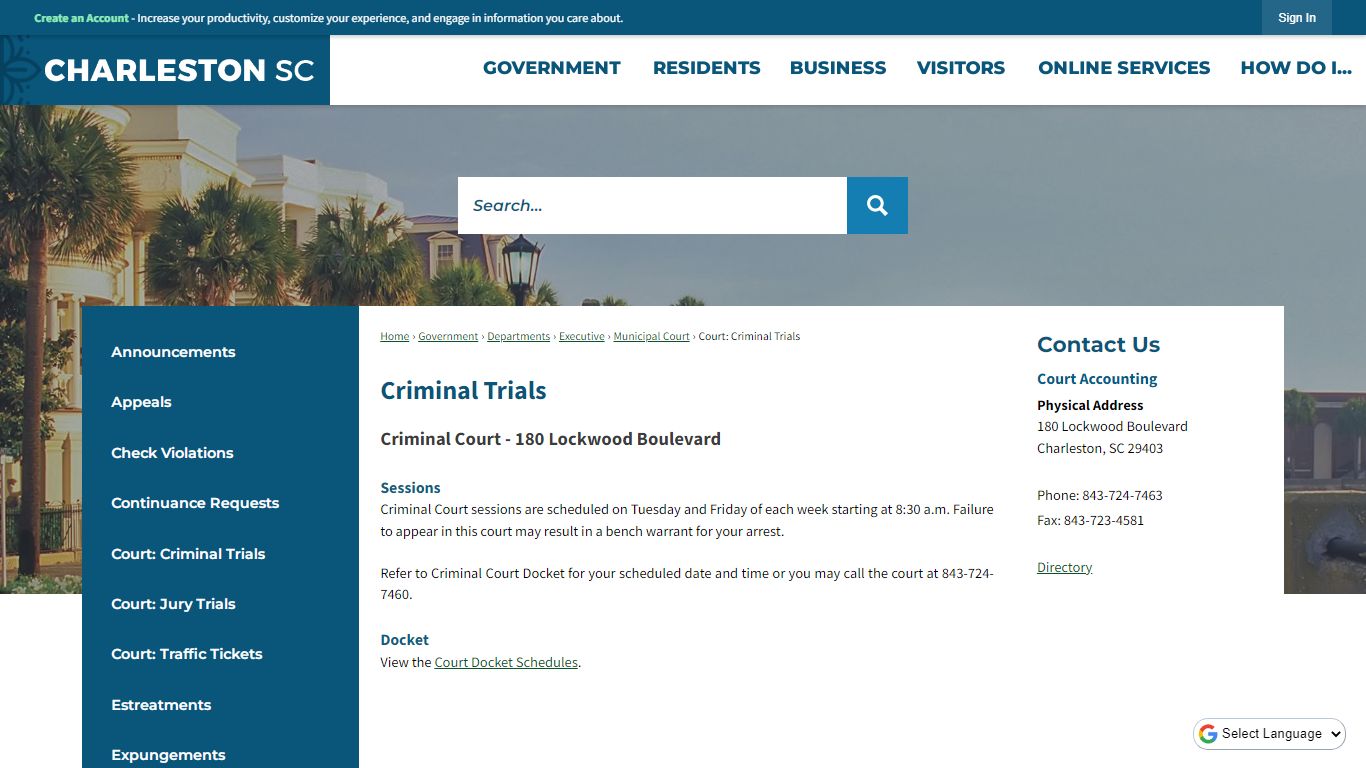 Criminal Trials | Charleston, SC - Official Website